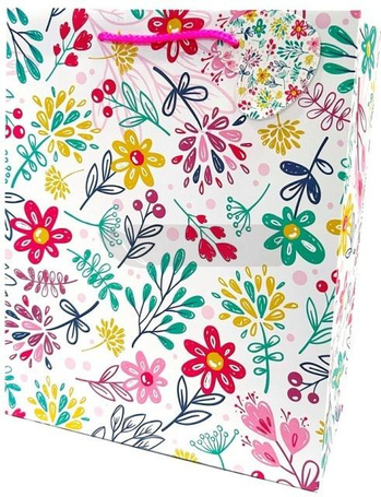 Torebka ozdobna matowa 26x32x12cm Kwiaty