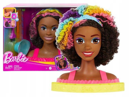 LALKA BARBIE GŁOWA DO STYLIZACJI + akcesoria Afro HMD79