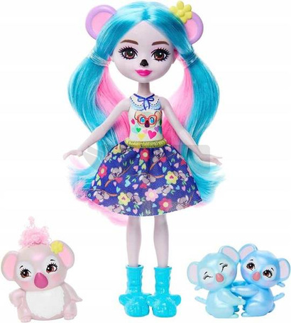 ENCHANTIMALS LALKA RODZINA KOALA lalka + 3 misie HNT61