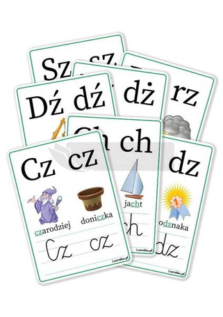 Plansze edukacyjne A4 - Dwuznaki 7 kart