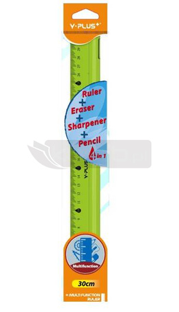 Linijka 4w1 30cm Linijka gumka temperówka ołówek