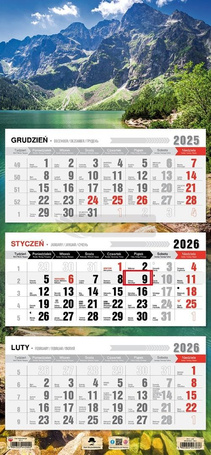 Kalendarz 2026 trójdzielny płaska główka morskie