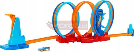 HOT WHEELS ZESTAW TORÓW POTRÓJNA PĘTLA ULTRA HOT + autko 1:64 HPX93