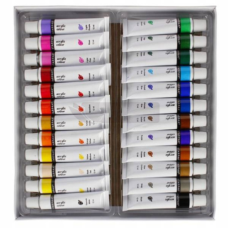 FARBY AKRYLOWE zestaw 24 kolory tubki 12ml