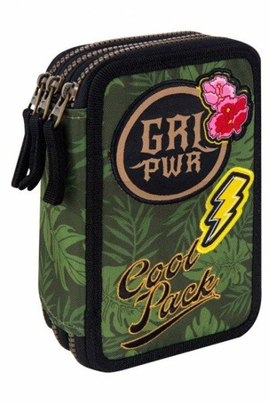 Piórnik CoolPack B67157 potrójny z wyp JUMPER 3 BADGES B GREEN PATIO