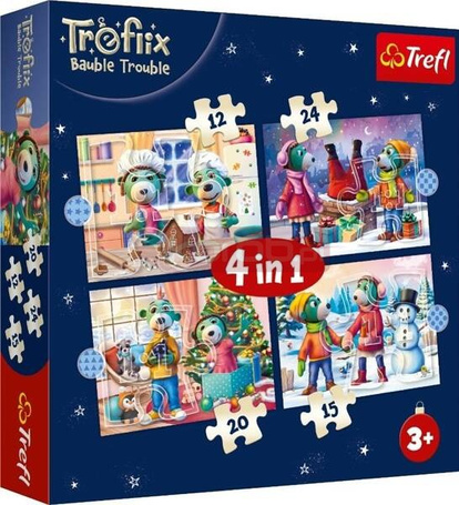 Puzzle 4w1 U Treflików pada śnieg TREFL