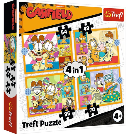 Puzzle 4w1 Garfield kocha lazanię TREFL