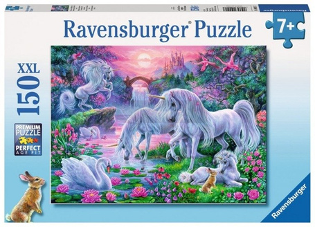 Puzzle 150 elementów - Jednorożce o zachodzie słońca