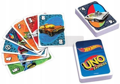 GRA KARTY UNO EXPRESS HOT WHEELS, gra rodzinna dla dzieci +7 lat JDF58