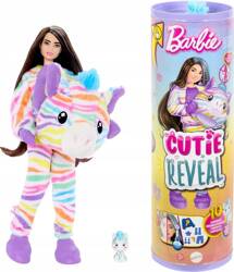 BARBIE CUTIE REVEAL KOLOROWE MARZENIA Lalka w kostiumie zwierzątka ZEBRA HRK39