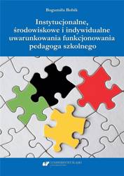 Instytucjonalne, środowiskowe i indywidualne..