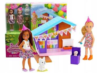 LALKA BARBIE CHELSEA DOG PARTY zestaw z 2 lalkami + 4 pieski + akcesoria HJY88