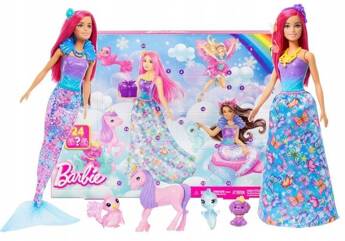 LALKA BARBIE DREAMTOPIA KALENDARZ ADWENTOWY 24 niespodzianki + lalka HRG90