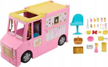 LALKA BARBIE FURGONETKA Z LEMONIADĄ TRUCK Z KUCHNIĄ auto dla lalek HPL71