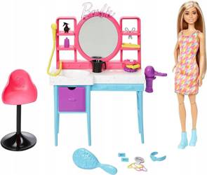 LALKA BARBIE Totally Hair SALON FRYZJERSKI z lalką HKV00