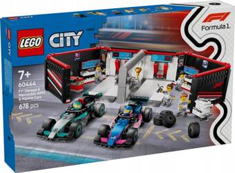 LEGO CITY 60444 F1 Garaż i bolidy Mercedes-AMG i Alpine, zestaw klocków +7