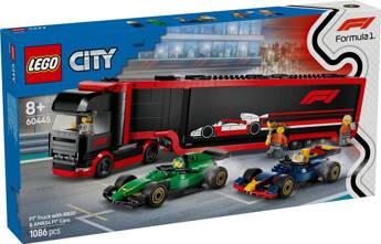 LEGO CITY 60445 Ciężarówka z bolidami RB20 i AMR24 F1, zestaw klocków