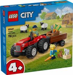 LEGO CITY 60461 Czerwony traktor z przyczepą i owcą, zestaw klocków +4 lata