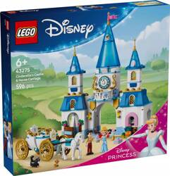 LEGO DISNEY PRINCESS 43275 Zamek Kopciuszka i kareta, zestaw klocków +6 lat