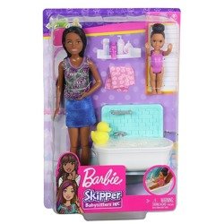 Lalka Barbie Skipper Klub Opiekunek Zestaw z wanną FXH06