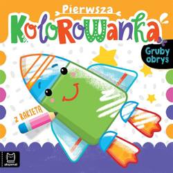 Pierwsza kolorowanka z rakietą. Gruby obrys