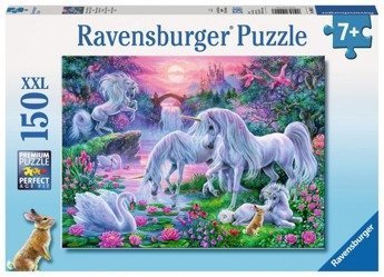 Puzzle 150 elementów - Jednorożce o zachodzie słońca