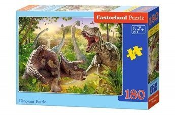 Puzzle 180 elementów - Walka dinozaurów