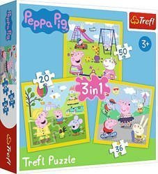 Puzzle 3w1 - Świnka Peppa - Wesoły dzień Peppy