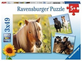 Puzzle 3x49 elementów - Kochane konie