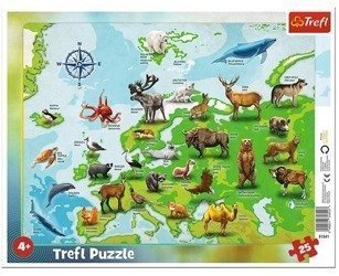 Puzzle ramkowe 25 Mapa Europy ze zwierzętami TREFL