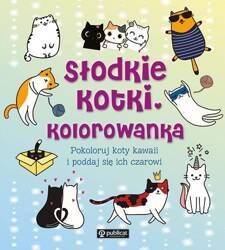 Słodkie kotki. Kolorowanka. Pokoloruj koty kawaii