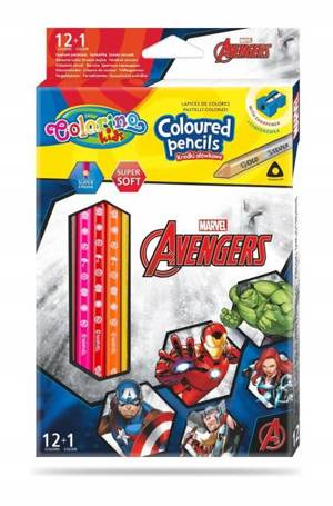 AVENGERS COLORINO KREDKI TRÓJKĄTNE 12+1 kolor 91390