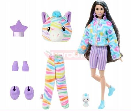 BARBIE CUTIE REVEAL KOLOROWE MARZENIA Lalka w kostiumie zwierzątka ZEBRA HRK39