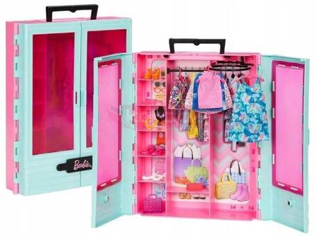 BARBIE SZAFA NA UBRANKA + ubranka dla lalki Barbie + akcesoria HKR92