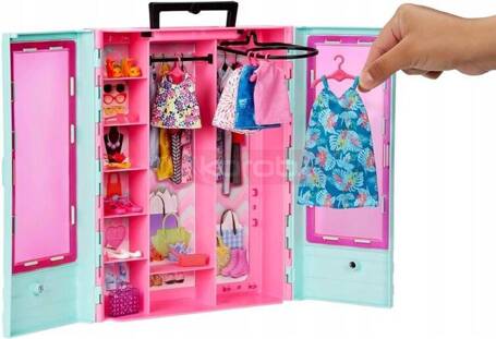 BARBIE SZAFA NA UBRANKA + ubranka dla lalki Barbie + akcesoria HKR92