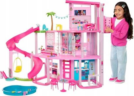 BARBIE WILLA DOMEK MARZEŃ DREAMHOUSE 3-piętrowy dom willa z windą, basenem HMX10