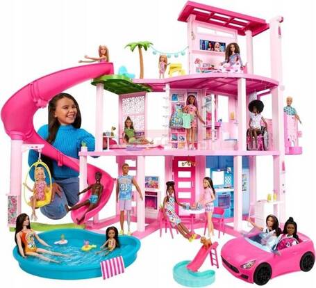 BARBIE WILLA DOMEK MARZEŃ DREAMHOUSE 3-piętrowy dom willa z windą, basenem HMX10