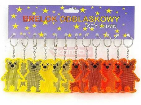 Brelok zawieszka odblaskowa miś 7cm 12szt