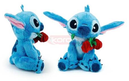 Disney maskotka pluszowa Stitch z różą 25cm