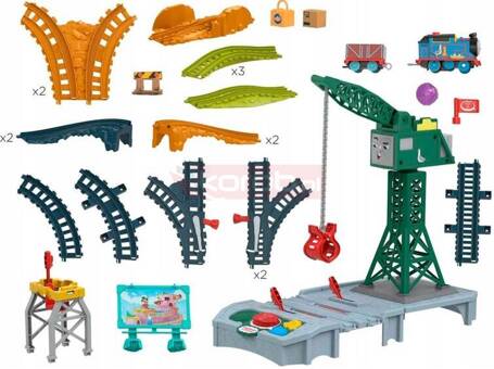 FISHER PRICE TOMEK ZESTAW TORÓW Z DŹWIGIEM mówiący pociąg Tomek HRC35