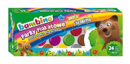 Farby plakatowe 24 kolory 10ml BAMBINO