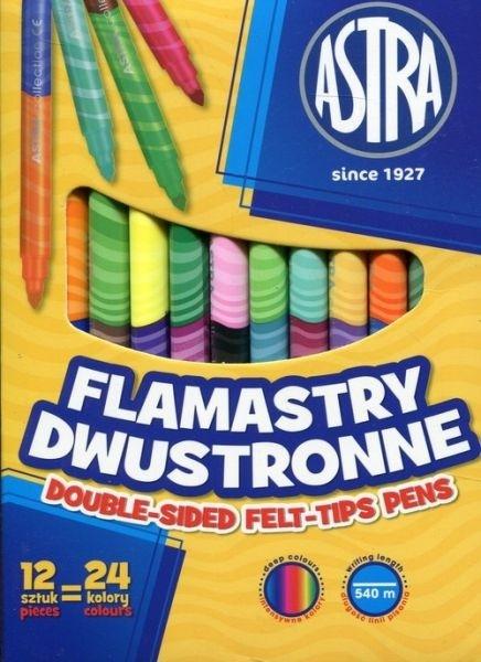 Flamastry dwustronne Astra 12 sztuk=24 kol. ASTRA