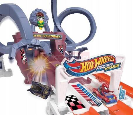 HOT WHEELS MARVEL ZESTAW TORÓW Pajęczynowy tor Spider-Mana Podwójny wyścig HPL34