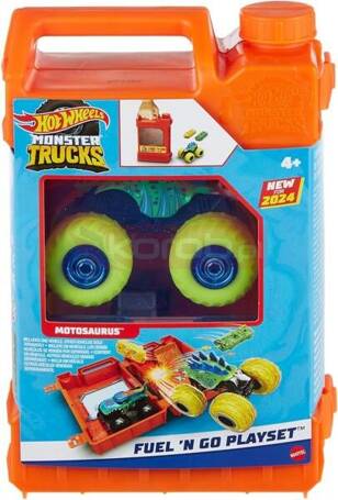 HOT WHEELS MONSTER TRUCK ZESTAW DO ZABAWY TANKUJ I JEDŹ + autko Motosaurus HXT04