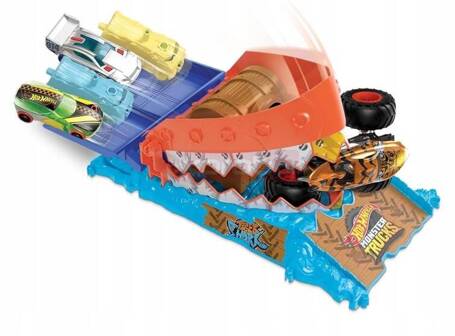 HOT WHEELS MONSTER TRUCK ZESTAW TORÓW WYZWANIE REKINA + autko TIGER SHARK HTP17