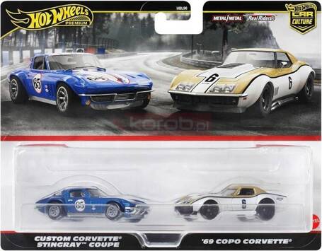 HOT WHEELS PREMIUM CULTURE CAR 2-pack Custom Corvette Stingray Coupe/ '69 HRR80