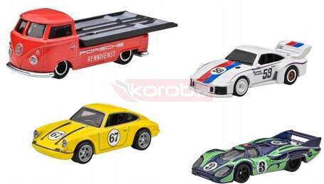 HOT WHEELS PREMIUM DIORAMA zestaw 4 autek Porsche Renschport HRT54