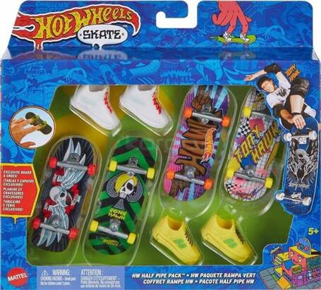 HOT WHEELS Skate Fingerskate zestaw 4 x DESKOROLKA + buty HVM14