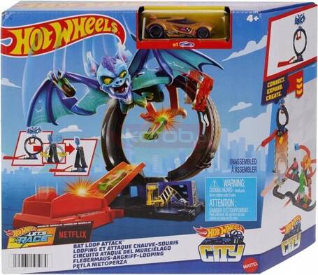 HOT WHEELS ZESTAW PĘTLA NIETOPERZA zestaw z pętlą, wyrzutnią + AUTKO HTN78