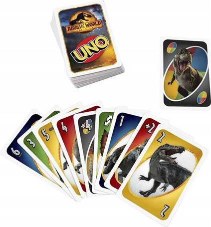 JURASSIC WORLD Dominion Gra karty UNO gra rodzinna GXD72